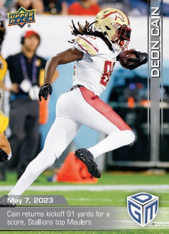 USFL on X: Deon Cain's 2023 Game Dated Moment card is now available on the  @UpperDeckSports website! 